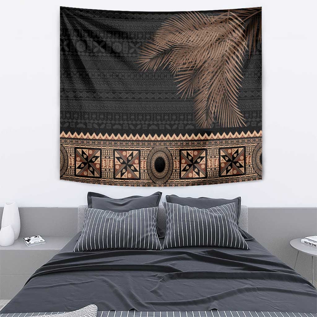 Fiji Palm Leaves Tapestry Masi and Tapa Tribal Pattern Beige Color LT03 - Polynesian Pride