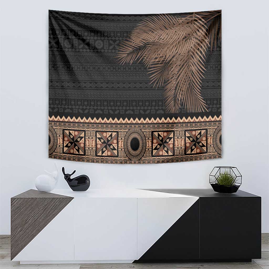 Fiji Palm Leaves Tapestry Masi and Tapa Tribal Pattern Beige Color LT03 - Polynesian Pride