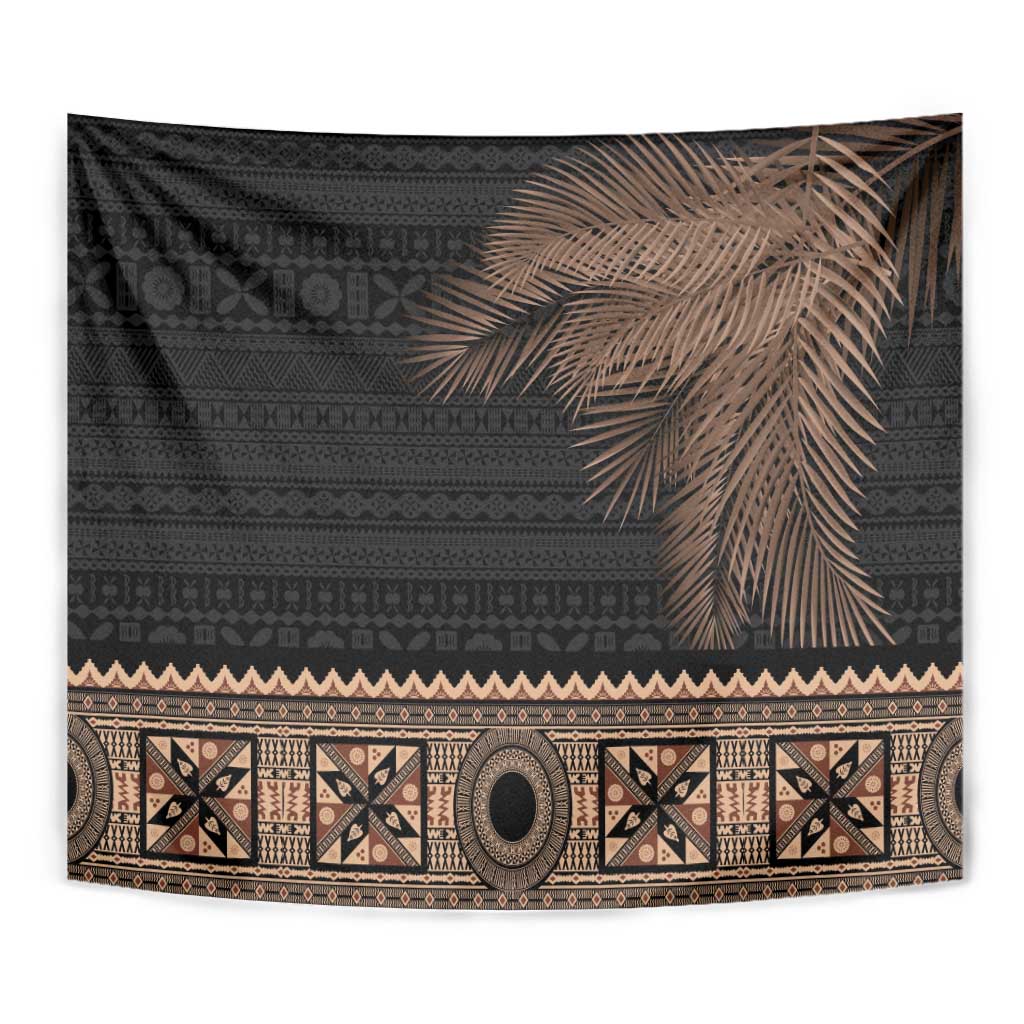 Fiji Palm Leaves Tapestry Masi and Tapa Tribal Pattern Beige Color LT03 - Polynesian Pride