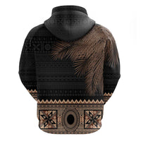 Fiji Palm Leaves Zip Hoodie Masi and Tapa Tribal Pattern Beige Color LT03 - Polynesian Pride