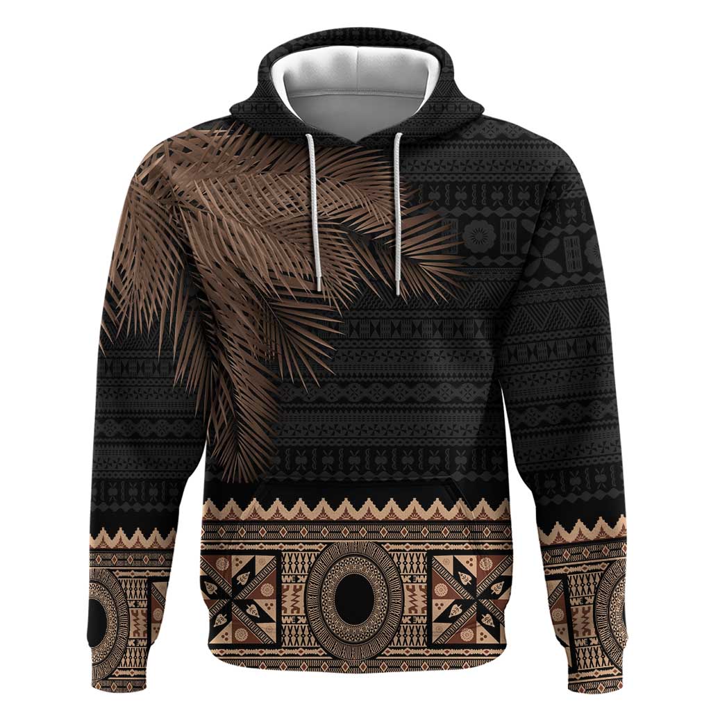 Fiji Palm Leaves Zip Hoodie Masi and Tapa Tribal Pattern Beige Color LT03 Pullover Hoodie Beige - Polynesian Pride