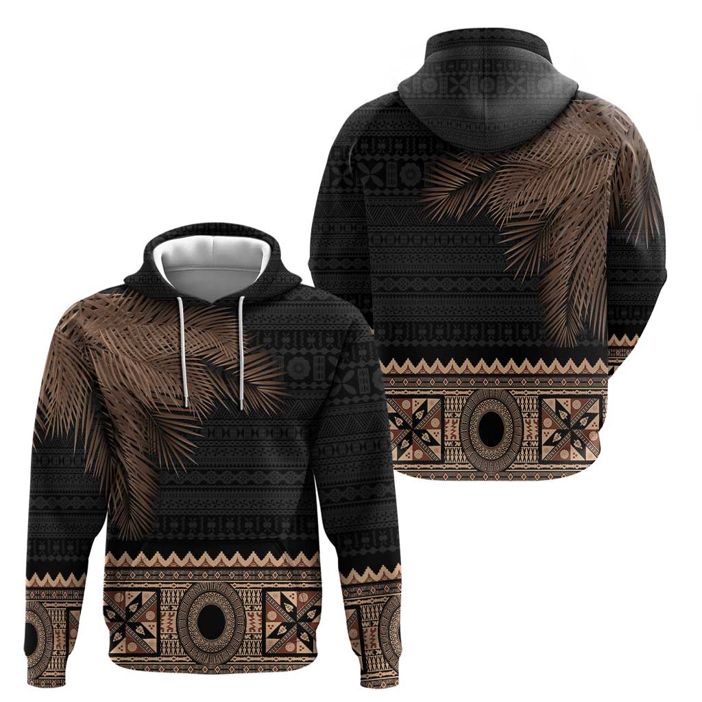 Fiji Palm Leaves Zip Hoodie Masi and Tapa Tribal Pattern Beige Color LT03 - Polynesian Pride