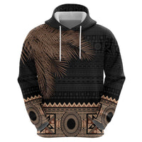 Fiji Palm Leaves Zip Hoodie Masi and Tapa Tribal Pattern Beige Color LT03 - Polynesian Pride
