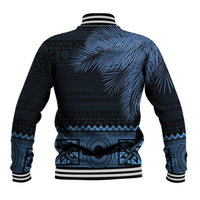 Fiji Palm Leaves Baseball Jacket Masi and Tapa Tribal Pattern Blue Color LT03 - Polynesian Pride
