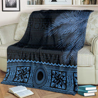 Fiji Palm Leaves Blanket Masi and Tapa Tribal Pattern Blue Color LT03 - Polynesian Pride