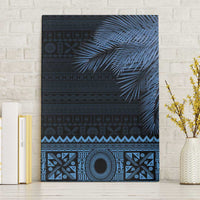 Fiji Palm Leaves Canvas Wall Art Masi and Tapa Tribal Pattern Blue Color LT03 Without Frame Blue - Polynesian Pride