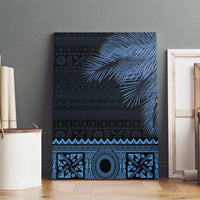 Fiji Palm Leaves Canvas Wall Art Masi and Tapa Tribal Pattern Blue Color LT03 - Polynesian Pride