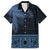 Fiji Palm Leaves Family Matching Puletasi and Hawaiian Shirt Masi and Tapa Tribal Pattern Blue Color