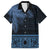 Fiji Palm Leaves Hawaiian Shirt Masi and Tapa Tribal Pattern Blue Color