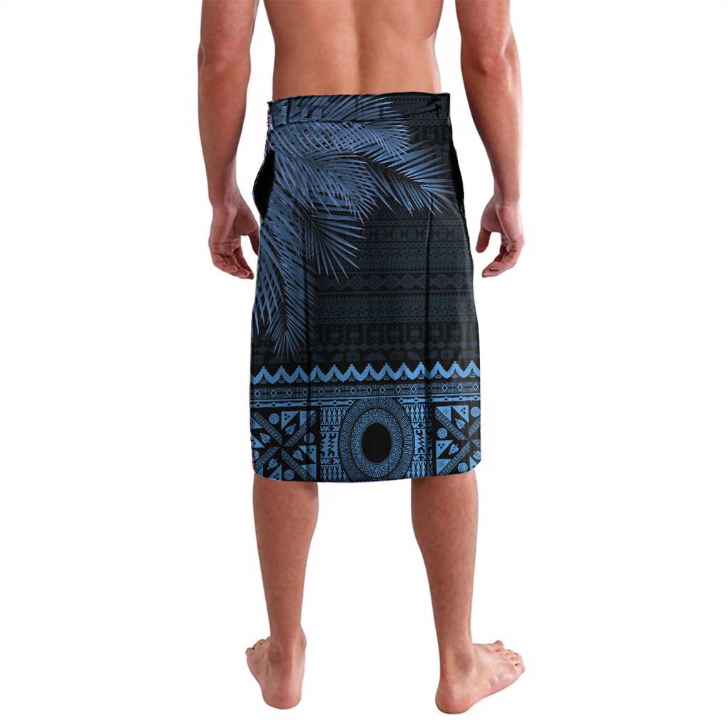 Fiji Palm Leaves Lavalava Masi and Tapa Tribal Pattern Blue Color LT03 - Polynesian Pride