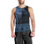 Fiji Palm Leaves Men Tank Top Masi and Tapa Tribal Pattern Blue Color