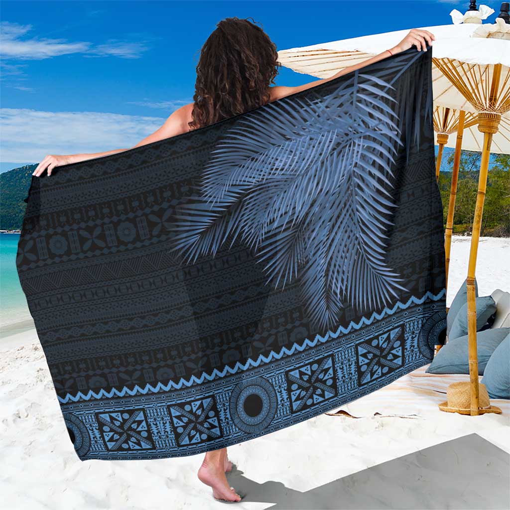 Fiji Palm Leaves Sarong Masi and Tapa Tribal Pattern Blue Color LT03 One Size 44 x 66 inches Blue - Polynesian Pride