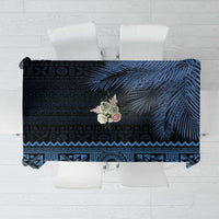 Fiji Palm Leaves Tablecloth Masi and Tapa Tribal Pattern Blue Color LT03 Blue - Polynesian Pride