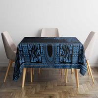 Fiji Palm Leaves Tablecloth Masi and Tapa Tribal Pattern Blue Color LT03 - Polynesian Pride