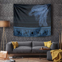 Fiji Palm Leaves Tapestry Masi and Tapa Tribal Pattern Blue Color LT03 - Polynesian Pride