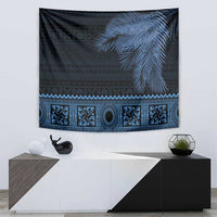 Fiji Palm Leaves Tapestry Masi and Tapa Tribal Pattern Blue Color LT03 - Polynesian Pride