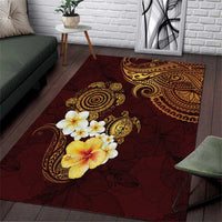 Polynesian Turtle Area Rug Plumeria Hibiscus Pattern Oxblood LT03 Oxblood - Polynesian Pride
