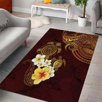 Polynesian Turtle Area Rug Plumeria Hibiscus Pattern Oxblood LT03 - Polynesian Pride