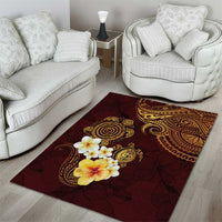 Polynesian Turtle Area Rug Plumeria Hibiscus Pattern Oxblood LT03 - Polynesian Pride