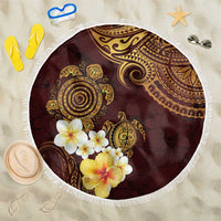 Polynesian Turtle Beach Blanket Plumeria Hibiscus Pattern Oxblood LT03 One Size 150cm Oxblood - Polynesian Pride