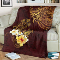 Polynesian Turtle Blanket Plumeria Hibiscus Pattern Oxblood LT03 - Polynesian Pride