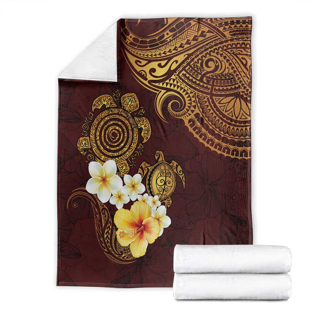 Polynesian Turtle Blanket Plumeria Hibiscus Pattern Oxblood LT03 - Polynesian Pride