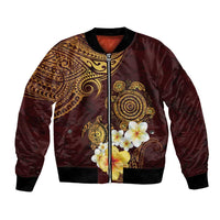 Polynesian Turtle Bomber Jacket Plumeria Hibiscus Pattern Oxblood LT03 Unisex Oxblood - Polynesian Pride