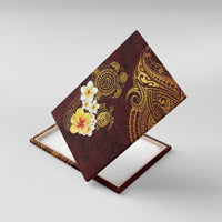 Polynesian Turtle Canvas Wall Art Plumeria Hibiscus Pattern Oxblood LT03 With Frame Oxblood - Polynesian Pride