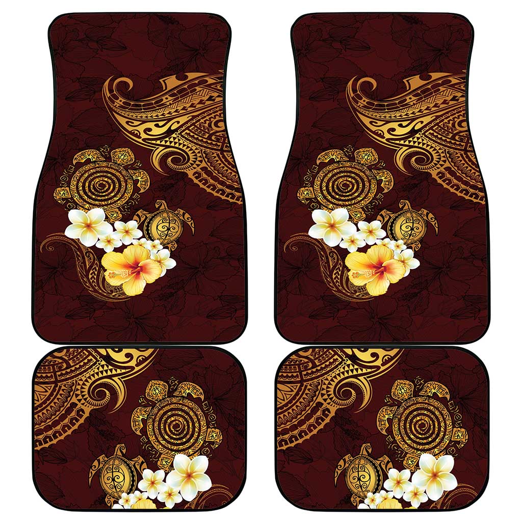 Polynesian Turtle Car Mats Plumeria Hibiscus Pattern Oxblood LT03 - Polynesian Pride