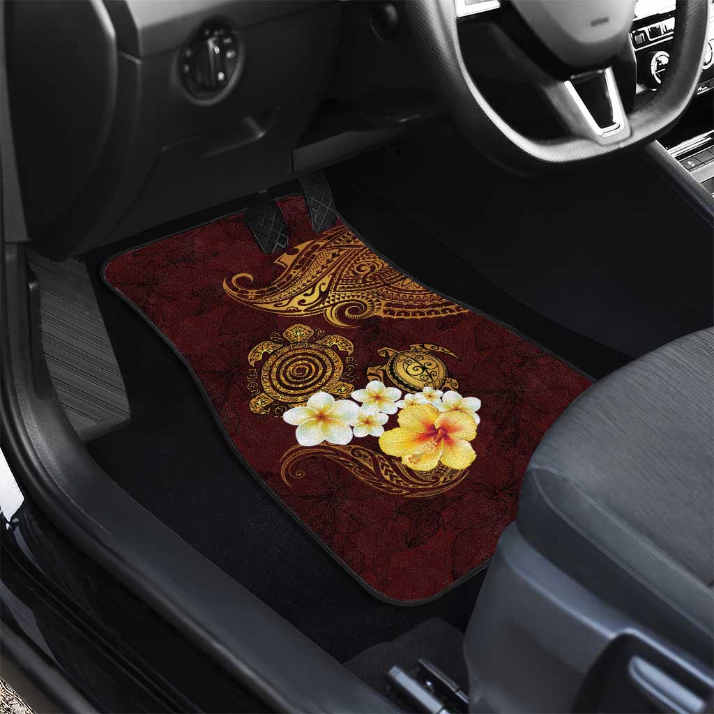 Polynesian Turtle Car Mats Plumeria Hibiscus Pattern Oxblood LT03 - Polynesian Pride