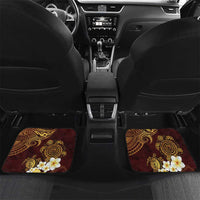 Polynesian Turtle Car Mats Plumeria Hibiscus Pattern Oxblood LT03 Set 2pcs - Back Oxblood - Polynesian Pride