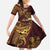 Polynesian Turtle Family Matching Off The Shoulder Long Sleeve Dress and Hawaiian Shirt Plumeria Hibiscus Pattern Oxblood