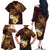 Polynesian Turtle Family Matching Off The Shoulder Long Sleeve Dress and Hawaiian Shirt Plumeria Hibiscus Pattern Oxblood