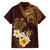 Polynesian Turtle Family Matching Off The Shoulder Long Sleeve Dress and Hawaiian Shirt Plumeria Hibiscus Pattern Oxblood