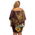 Polynesian Turtle Family Matching Off Shoulder Short Dress and Hawaiian Shirt Plumeria Hibiscus Pattern Oxblood