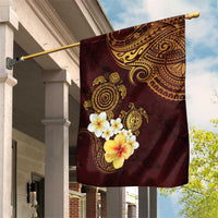 Polynesian Turtle Garden Flag Plumeria Hibiscus Pattern Oxblood LT03 House Flag Oxblood - Polynesian Pride