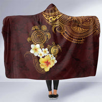 Polynesian Turtle Hooded Blanket Plumeria Hibiscus Pattern Oxblood LT03 One Size Oxblood - Polynesian Pride