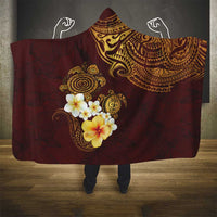 Polynesian Turtle Hooded Blanket Plumeria Hibiscus Pattern Oxblood LT03 - Polynesian Pride