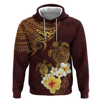Polynesian Turtle Hoodie Plumeria Hibiscus Pattern Oxblood LT03 Pullover Hoodie Oxblood - Polynesian Pride