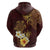 Polynesian Turtle Hoodie Plumeria Hibiscus Pattern Oxblood