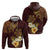 Polynesian Turtle Hoodie Plumeria Hibiscus Pattern Oxblood