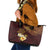 Polynesian Turtle Leather Tote Bag Plumeria Hibiscus Pattern Oxblood