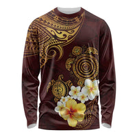Polynesian Turtle Long Sleeve Shirt Plumeria Hibiscus Pattern Oxblood LT03 Unisex Oxblood - Polynesian Pride