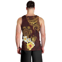 Polynesian Turtle Men Tank Top Plumeria Hibiscus Pattern Oxblood LT03 - Polynesian Pride