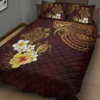 Polynesian Turtle Quilt Bed Set Plumeria Hibiscus Pattern Oxblood LT03 - Polynesian Pride