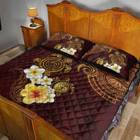 Polynesian Turtle Quilt Bed Set Plumeria Hibiscus Pattern Oxblood LT03 - Polynesian Pride