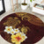 Polynesian Turtle Round Carpet Plumeria Hibiscus Pattern Oxblood