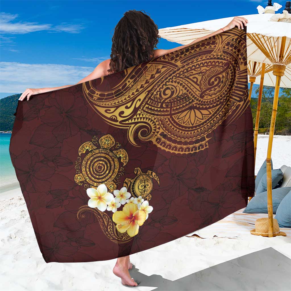 Polynesian Turtle Sarong Plumeria Hibiscus Pattern Oxblood LT03 One Size 44 x 66 inches Oxblood - Polynesian Pride