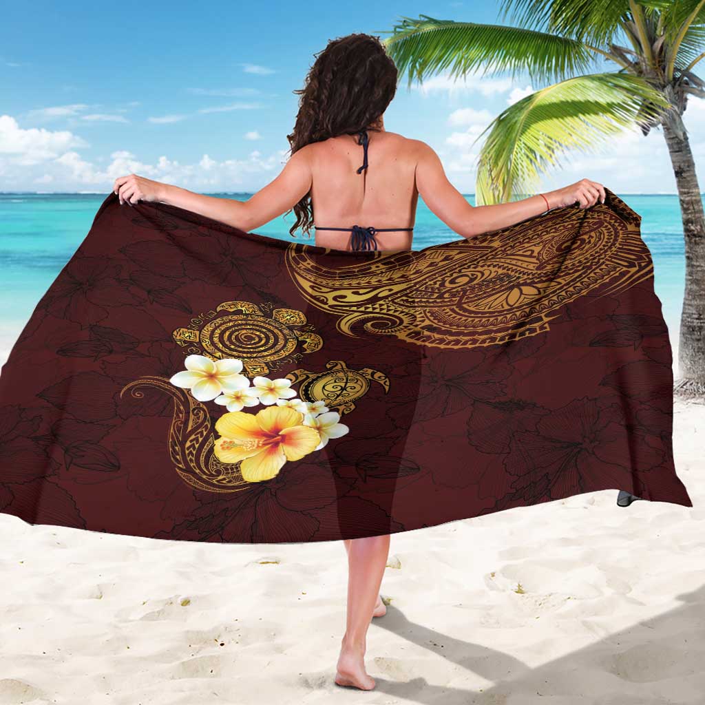 Polynesian Turtle Sarong Plumeria Hibiscus Pattern Oxblood LT03 - Polynesian Pride