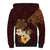 Polynesian Turtle Sherpa Hoodie Plumeria Hibiscus Pattern Oxblood